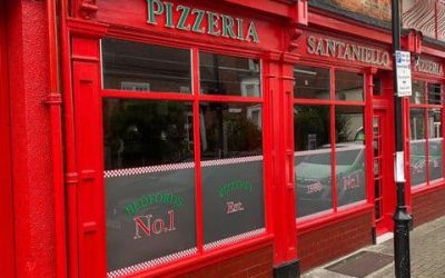 The outside of Pizzeria Santaniello in Bedford on Newnham Street